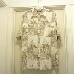 MENS RAYON HAWAIIAN SHIRT COCONUT BUTTONS LG